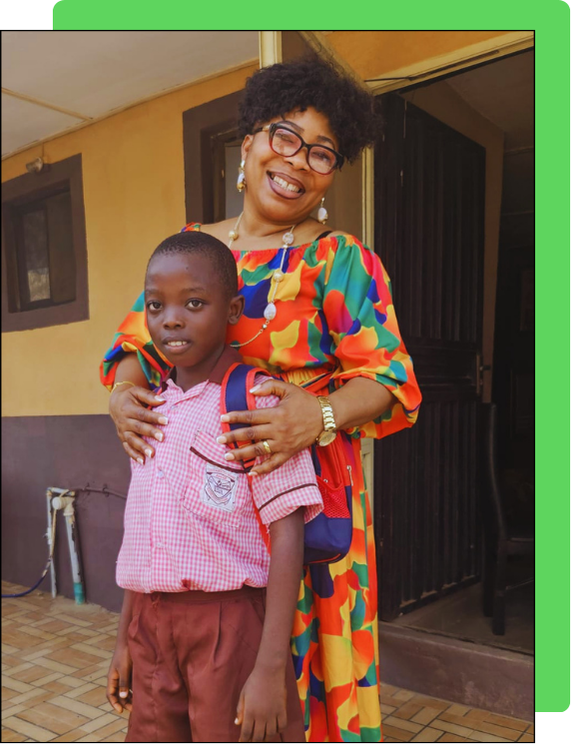 Torch of Refuge Welfare Foundation founder with a boy child